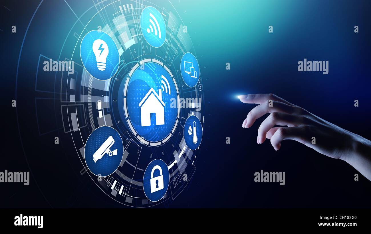 Smart home control panel on virtual screen. IOT and Automation ...