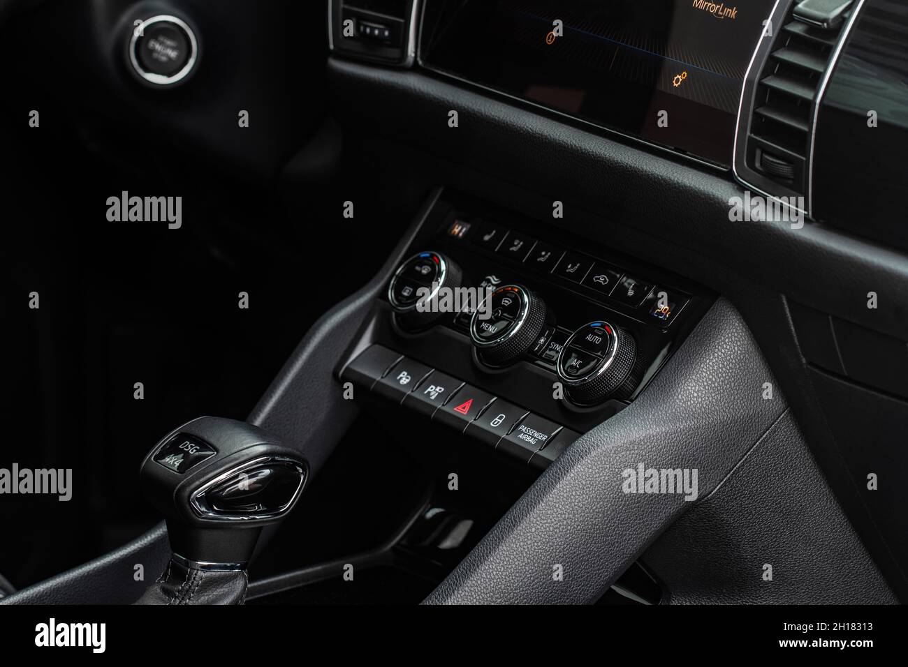 Digital control panel car air conditioner dashboard. Modern car