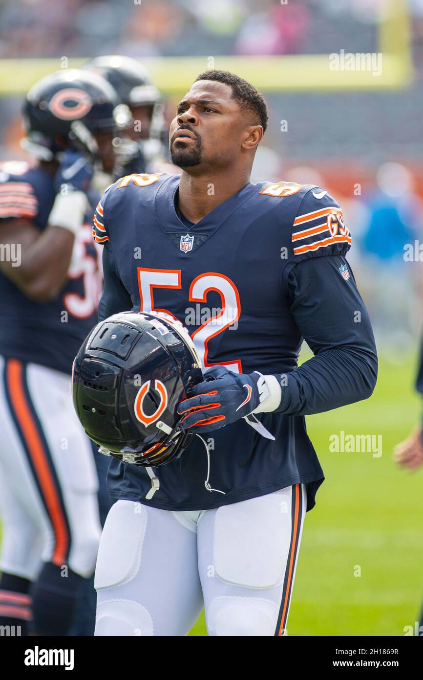 August 29, 2019: Chicago, Illinois, U.S. - Bears #52 Khalil Mack warms up  the NFL Preseason Game