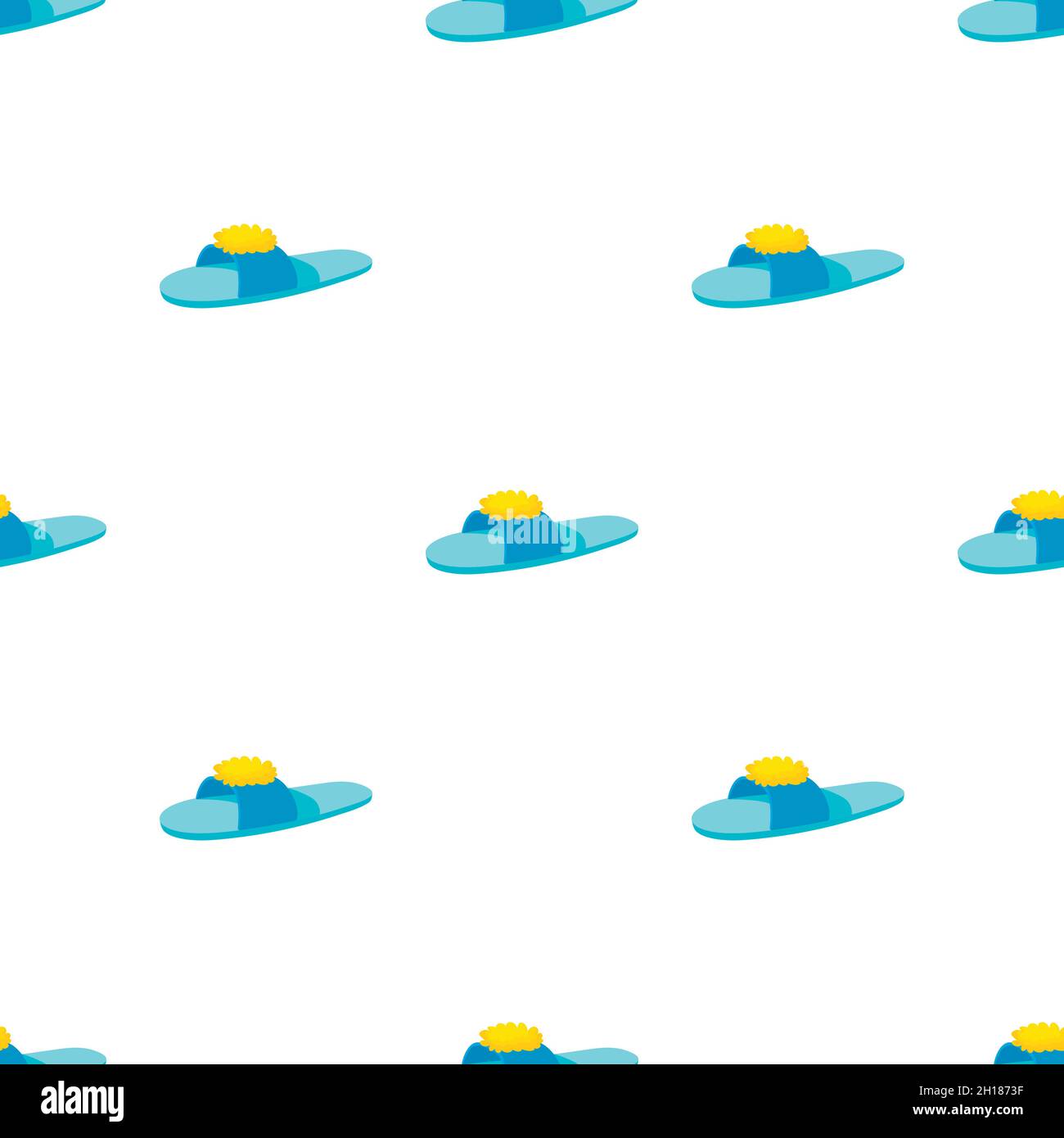 Blue slipper with yellow flower pattern seamless background texture repeat wallpaper geometric vector Stock Vector