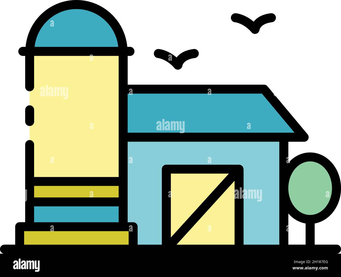 Farm barn icon. Outline farm barn vector icon color flat isolated Stock ...