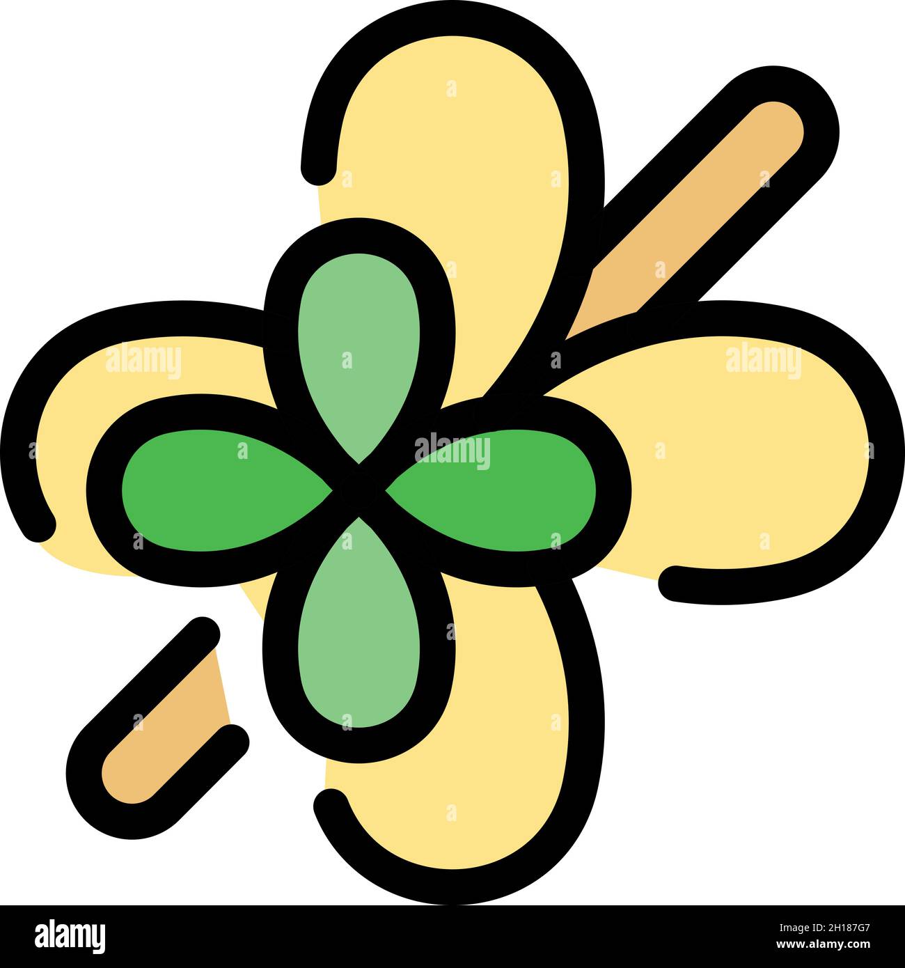 Basil condiment icon. Outline basil condiment vector icon color flat ...