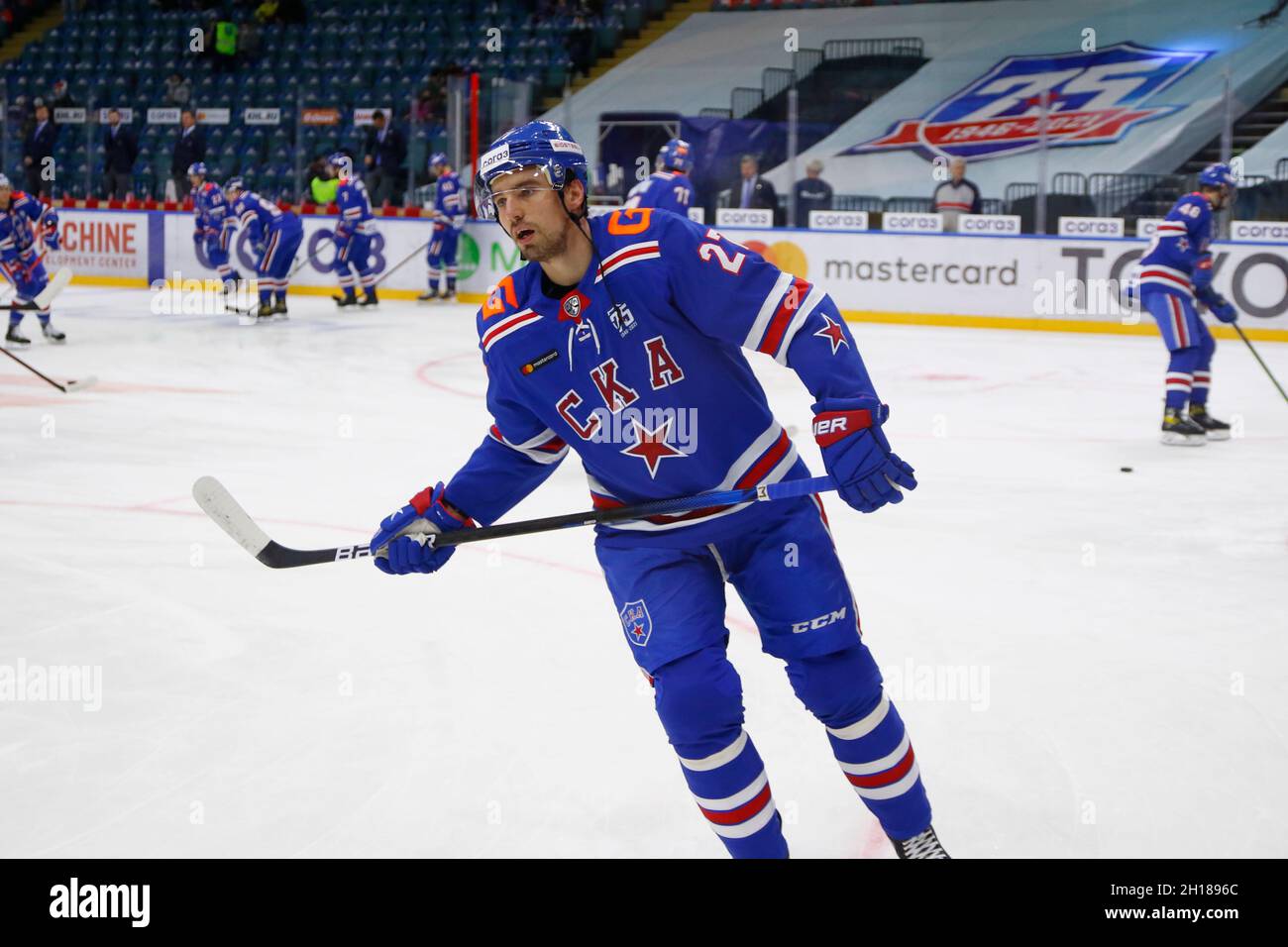 Saint Petersburg, Russia - 17 October 2021: Hockey, KHL 2021-22, SKA v Barys. The player of hockey club SKA Igor Ozhiganov Stock Photo