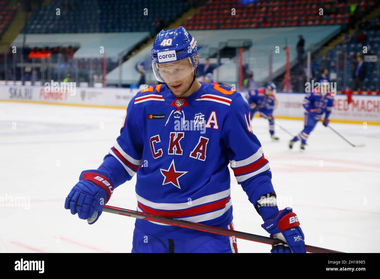 Saint Petersburg, Russia - 17 October 2021: Hockey, KHL 2021-22, SKA v Barys. The player of hockey club SKA Evgeny Ketov Stock Photo