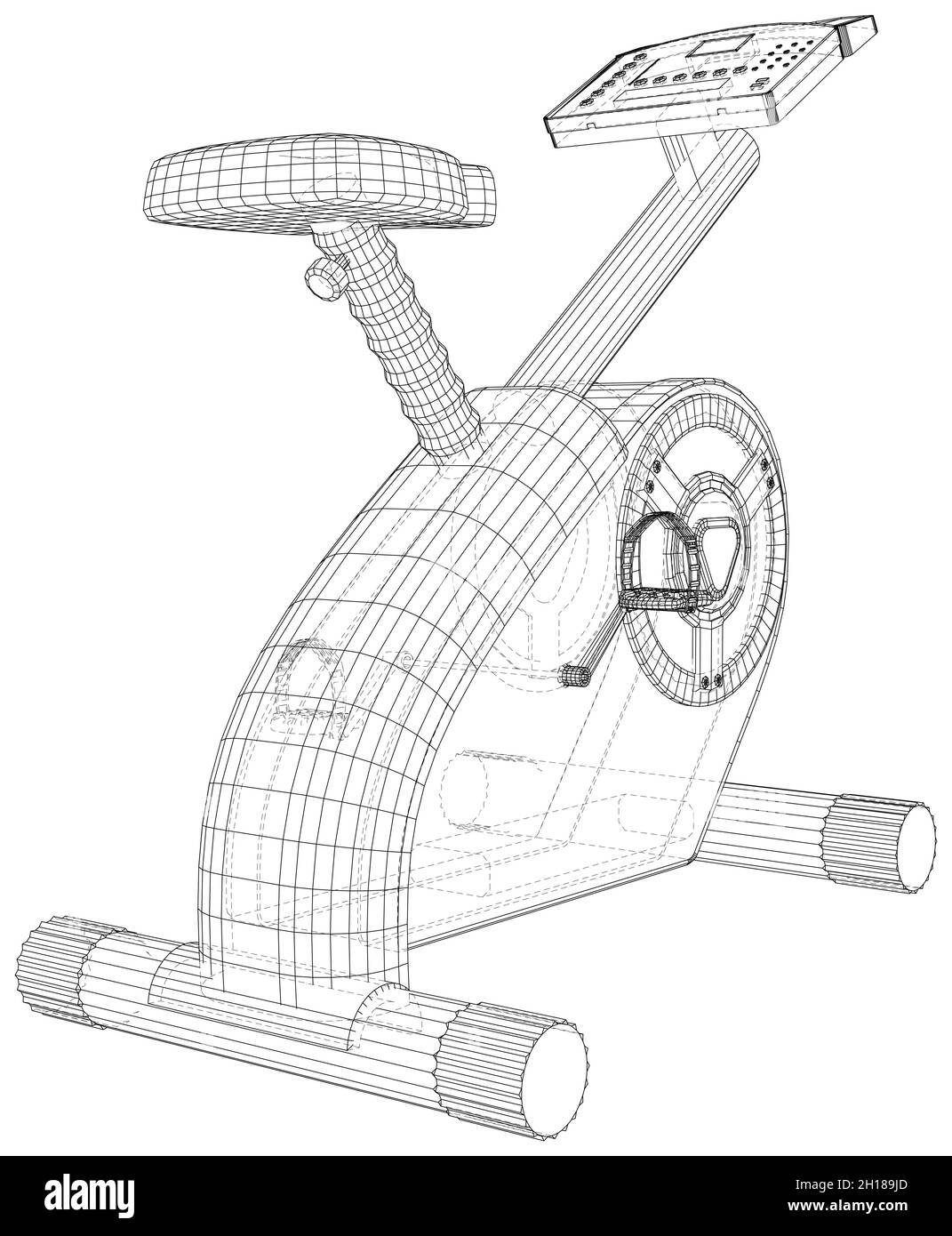 Stationary exercise bike workout. Vector rendering of 3d. The layers of