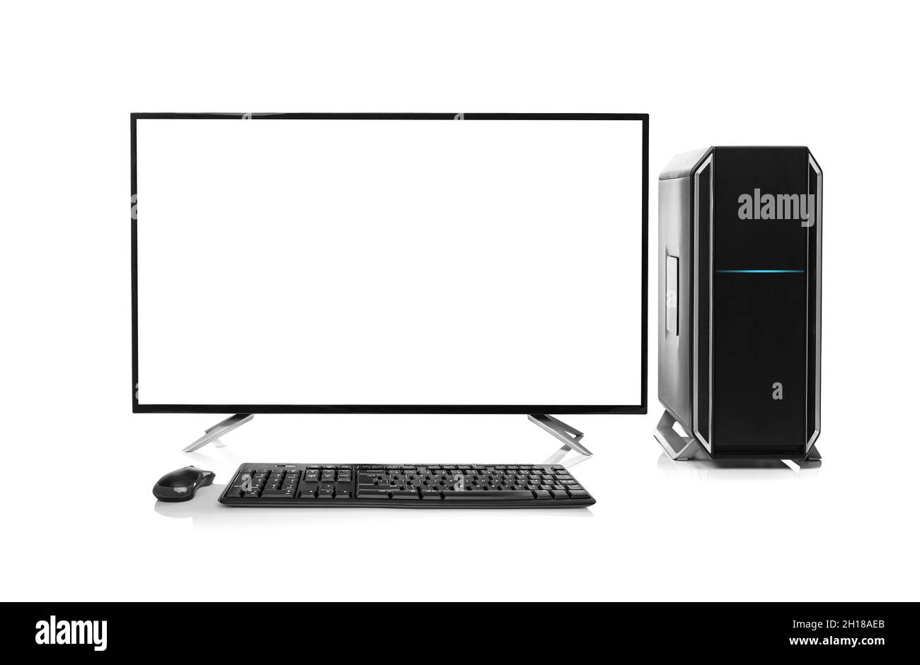 Black desktop computer isolated on a white background Stock Photo - Alamy