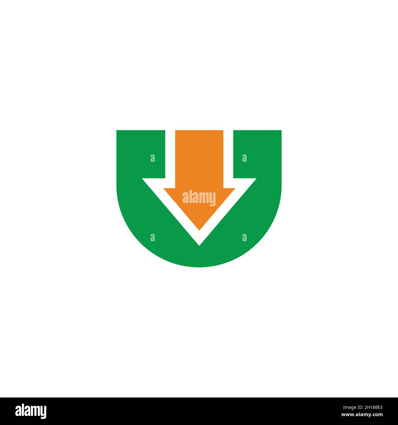 letter u simple pointing arrow geometric colors logo vector Stock Vector