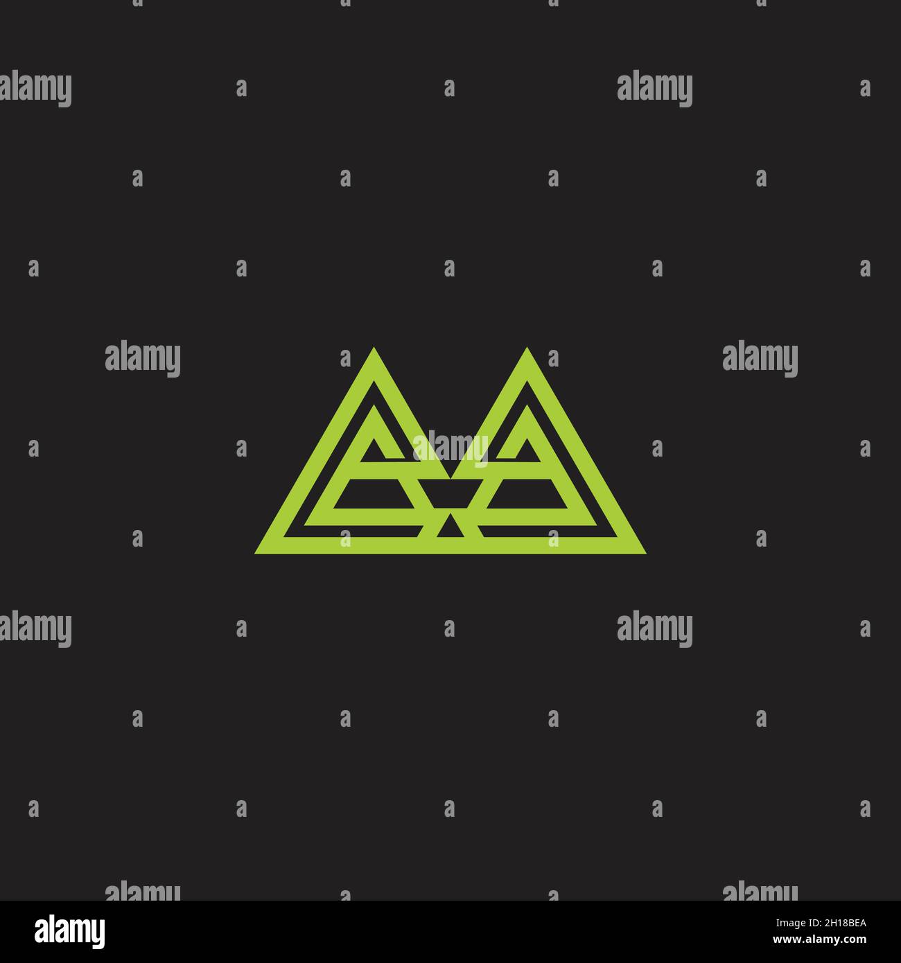 green mountain letter ma simple geometric linear logo vector Stock Vector