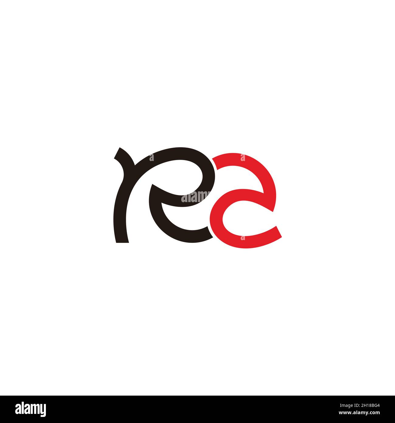 letter ra simple linked curves geometric line logo vector Stock Vector