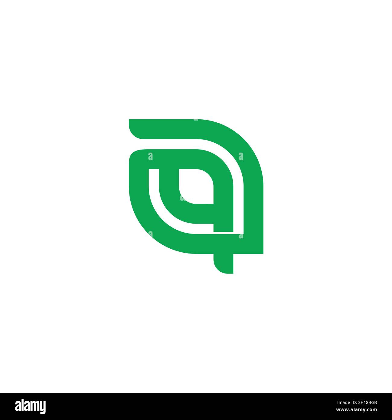 letter a q leaf shape linked overlap line geometric logo vector Stock Vector