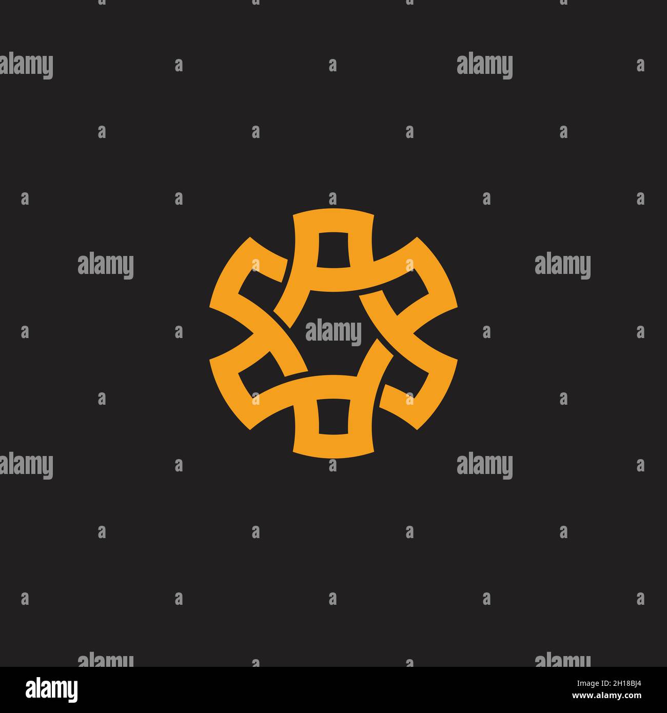 linked flat 3d triangle simple curves geometric logo vector Stock Vector