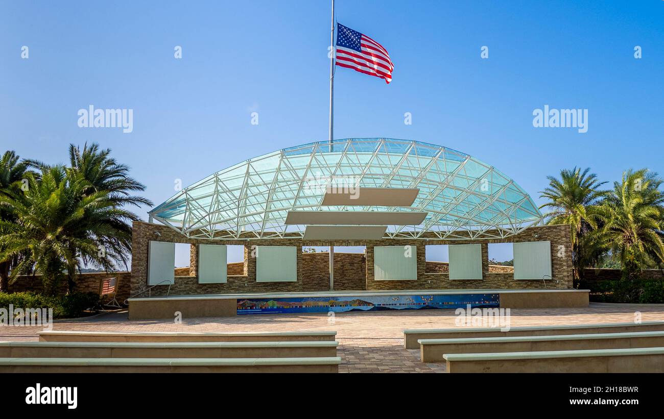 The  ceremonial amphitheater Patriot Plaza in the Sarasota National Cemetery in Sarasota Florida USA Stock Photo