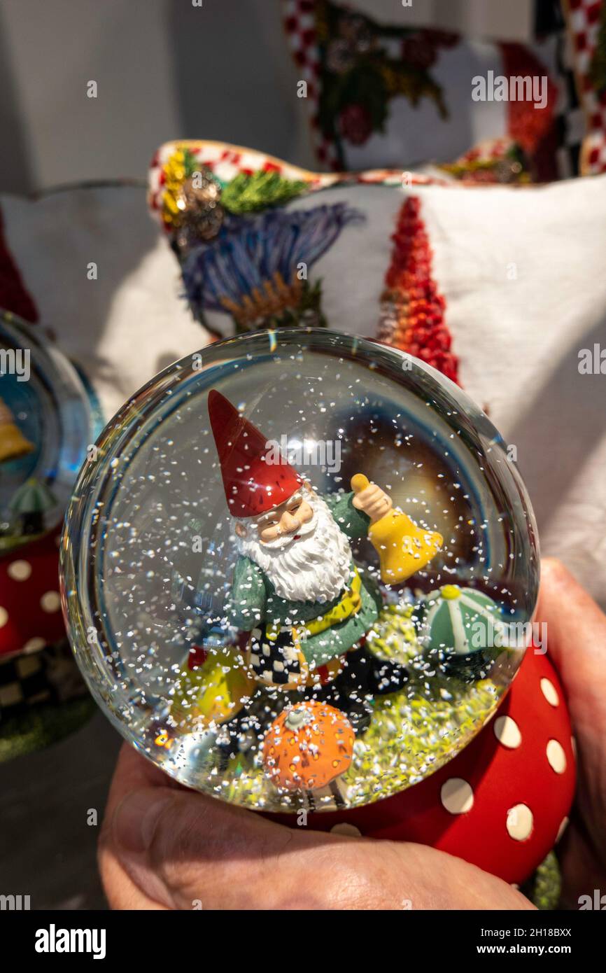 Gnome Snow Globe, MacKenzie-Childs, SoHo, NYc, USA, 2021 Stock Photo