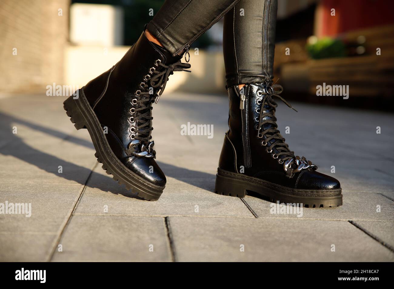 Pair of Black Lace-up Boots on Area Rug · Free Stock Photo