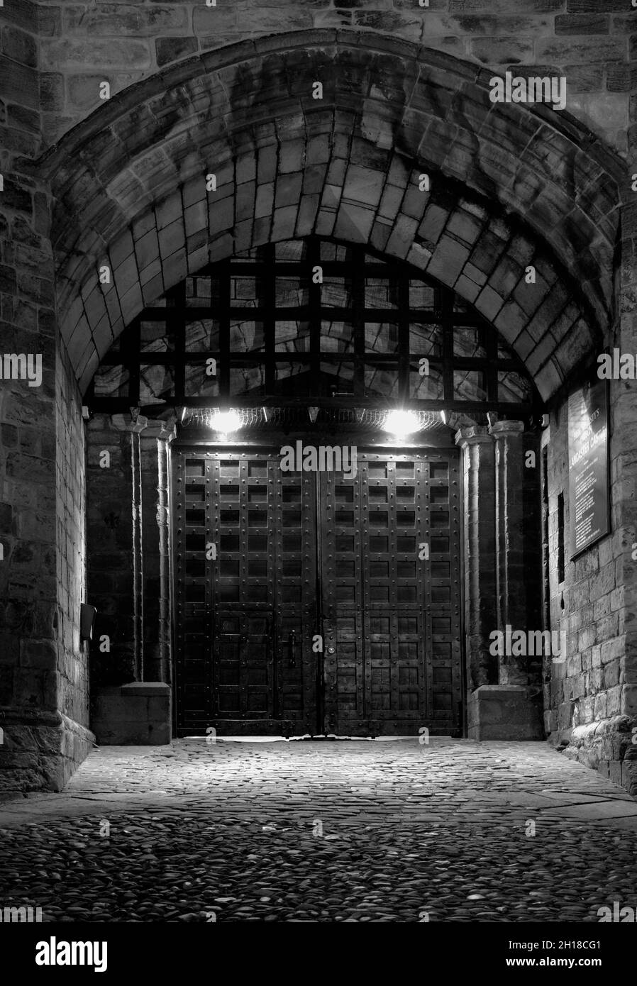 Entrance to Lancaster Castle, Castle Grove, Lancaster, Lancashire' England, UK Stock Photo