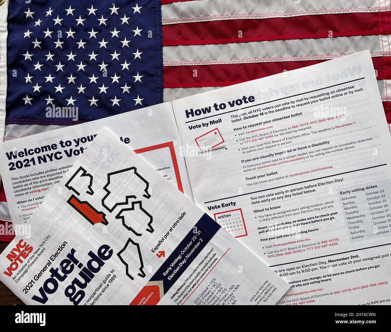 Close Up 2021 NYC Voter Guide for General Election, 2 November, NYC, USA Stock Photo