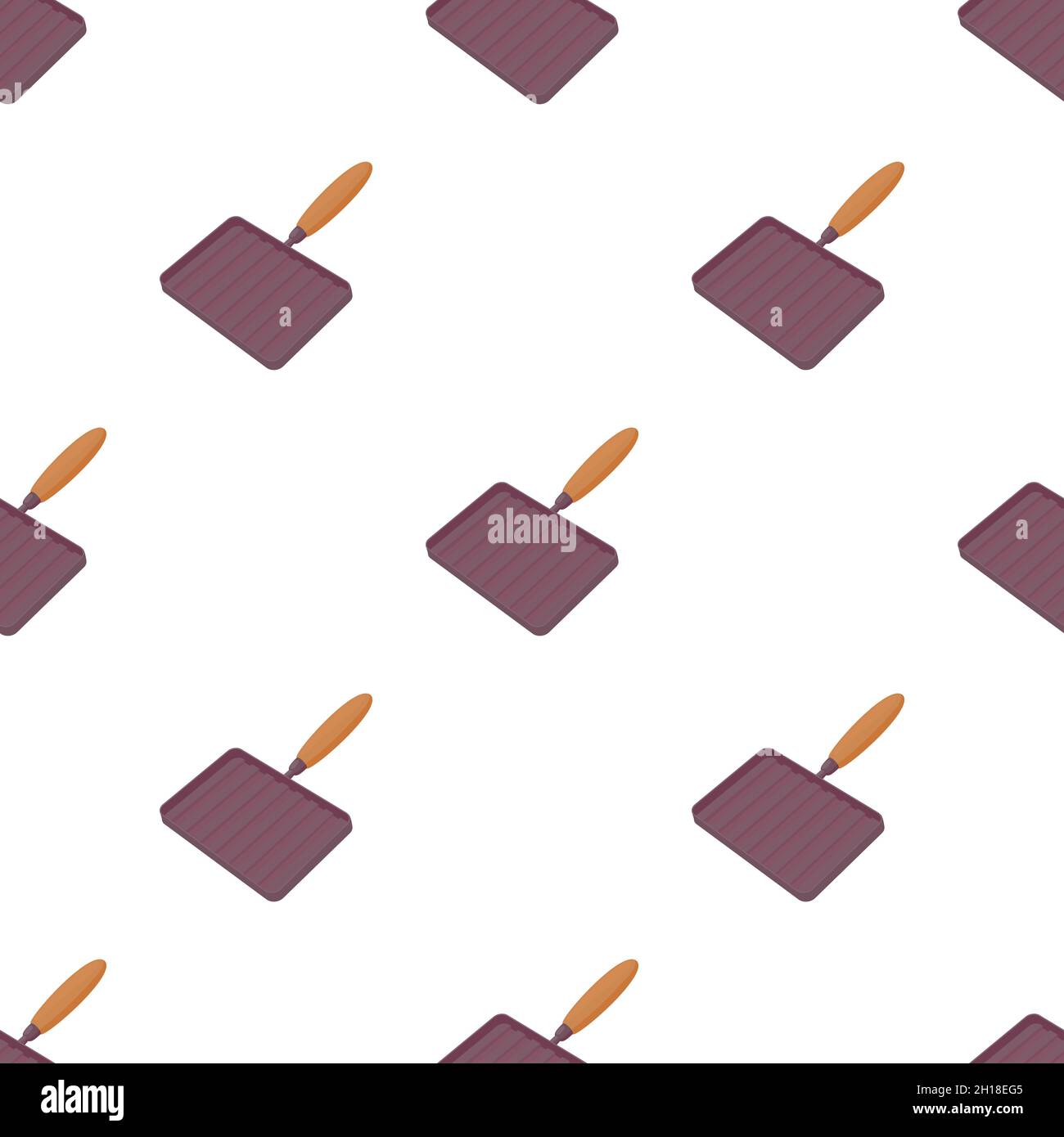 Grill pan with a wooden handle pattern seamless background texture repeat wallpaper geometric vector Stock Vector