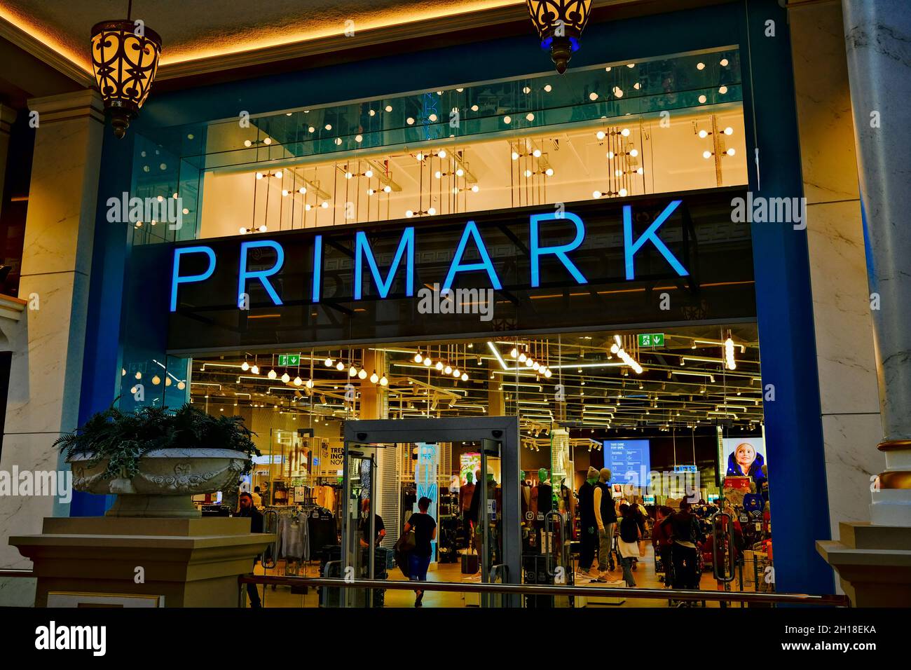 Manchester UK October 2021 Primark shop front in the Trafford center