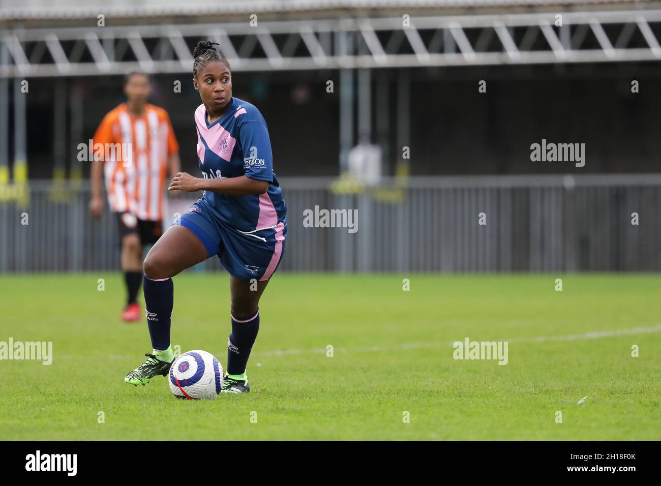 London, UK. 17th Oct, 2021. London, England, October 17th 20 Hannah Baptiste (15 Dulwich Hamlet) in action at the London and South East Regional Womens Premier game between Dulwich Hamlet and Ashford at Champion Hill in London, England. Liam Asman/SPP Credit: SPP Sport Press Photo. /Alamy Live News Stock Photo