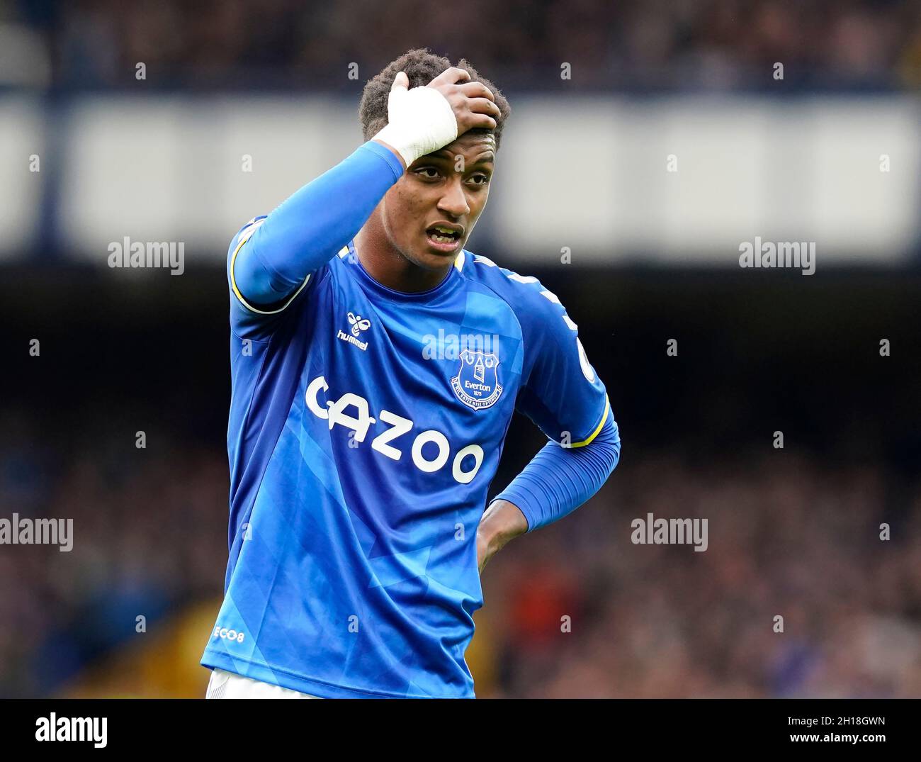 Liverpool, England, 17th October 2021. Demarai Gray of Everton reacts during the Premier League match at Goodison Park, Liverpool. Picture credit should read: Andrew Yates / Sportimage Stock Photo