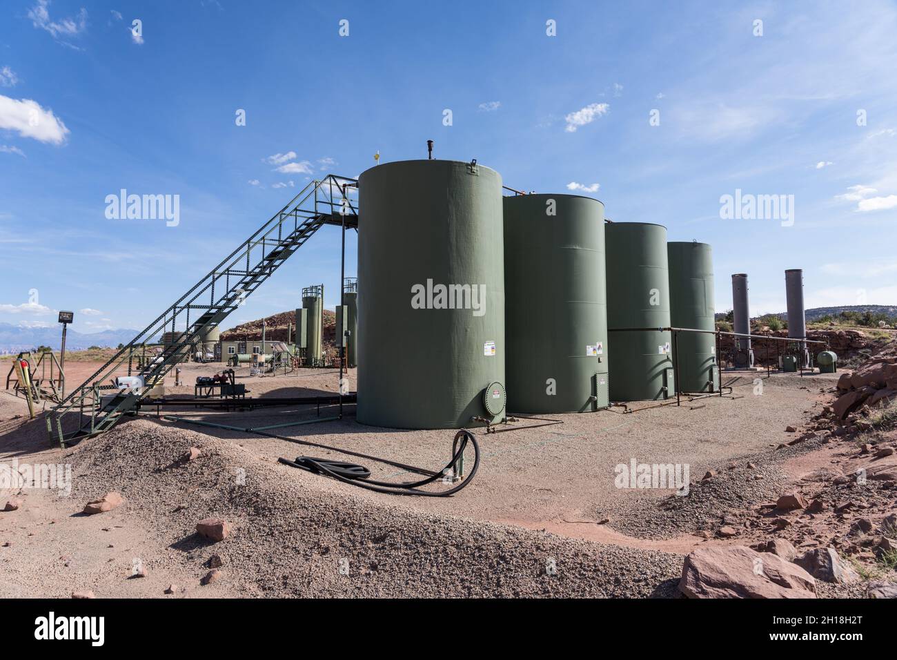 Heater treaters, separators and a crude oil storage tank battery on an