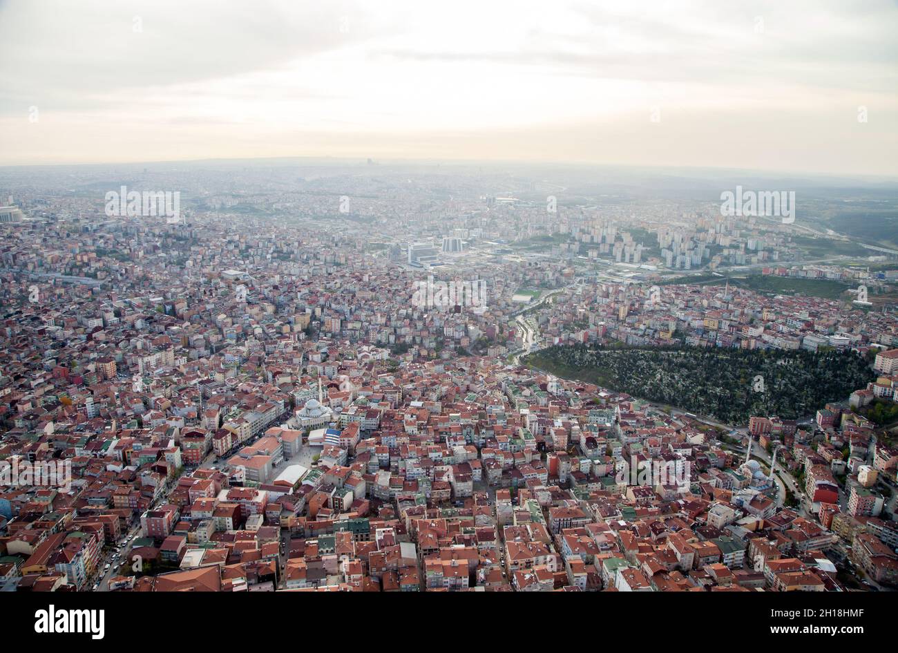 Aerial view of Istanbul city at sunset Stock Photo