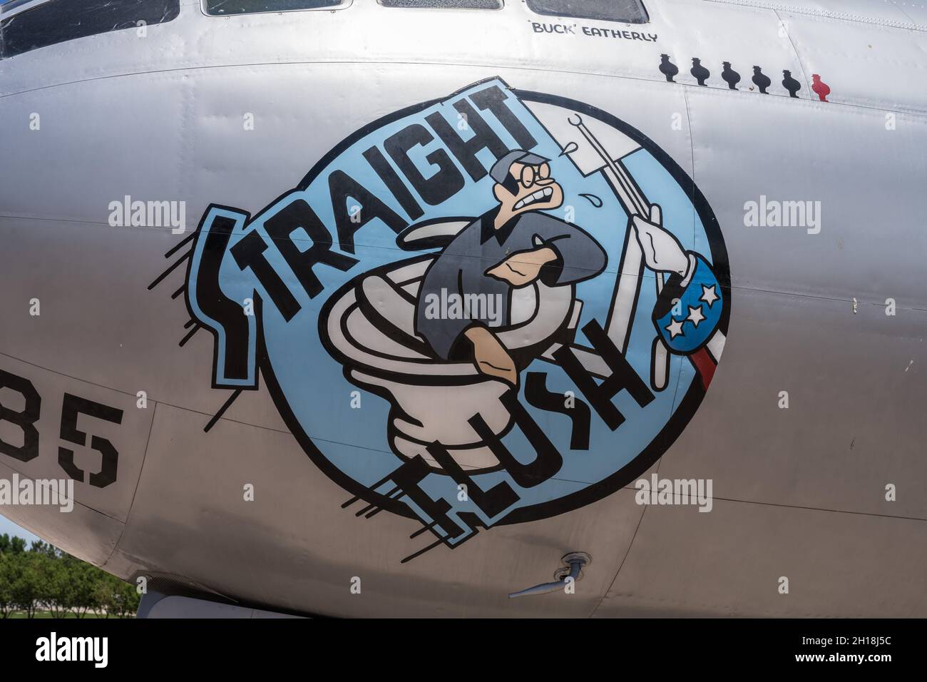 A Boeing B-29 Superfortress stategic heavy bomber from WWII in the Hill Aerospace Museum in Utah. Stock Photo