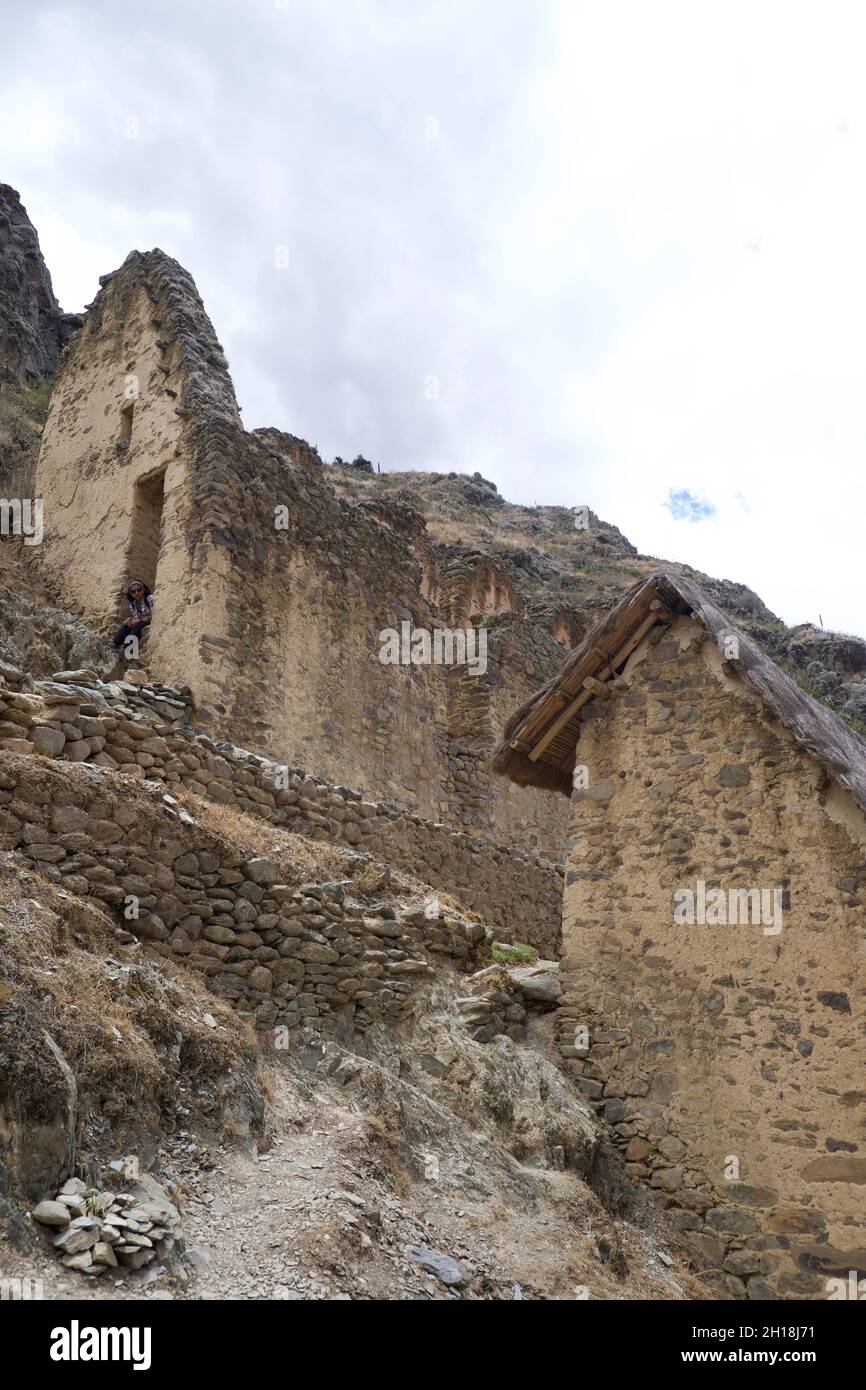 Ollantaytambo Incan ruins, Sacred Valley, Peru Stock Photo