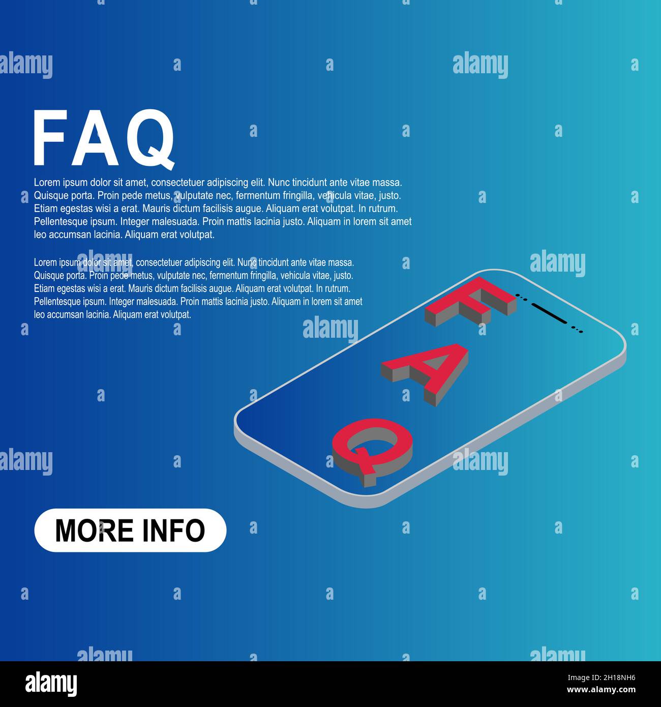FAQ, 3D template frequently asked questions vector icon. Information speech bubble symbol, help message . Stock Vector