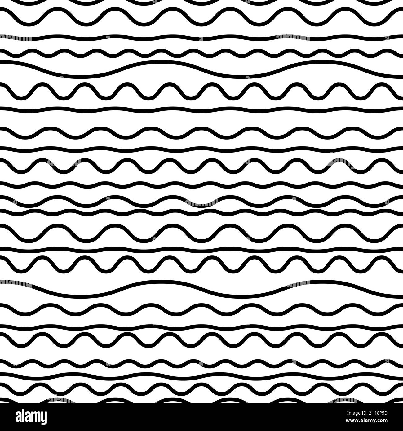 Seamless pattern wavy line vector illustration, horizontal texture wave ...