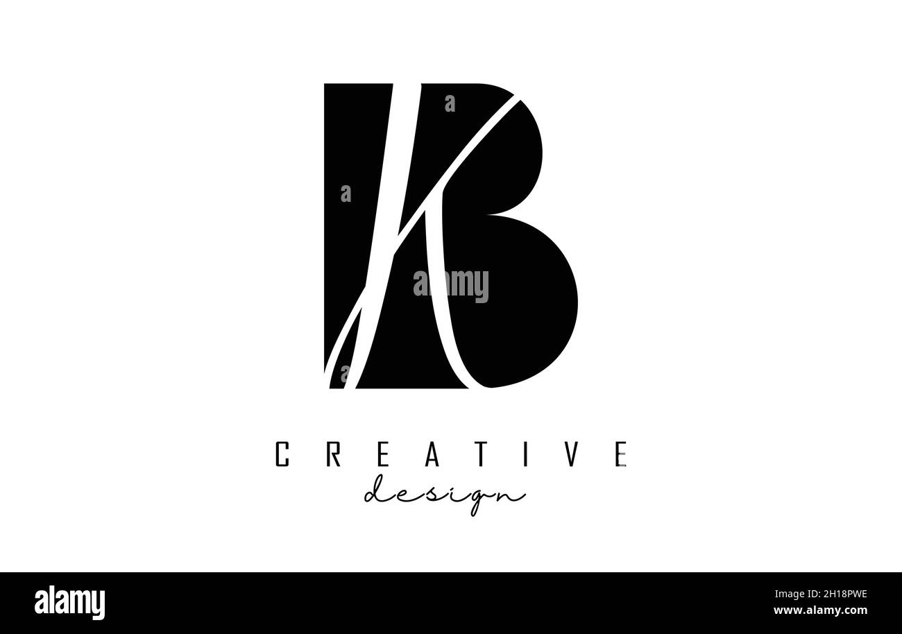 Letters BK b k Logo with a minimalist design. Letters B and K with ...