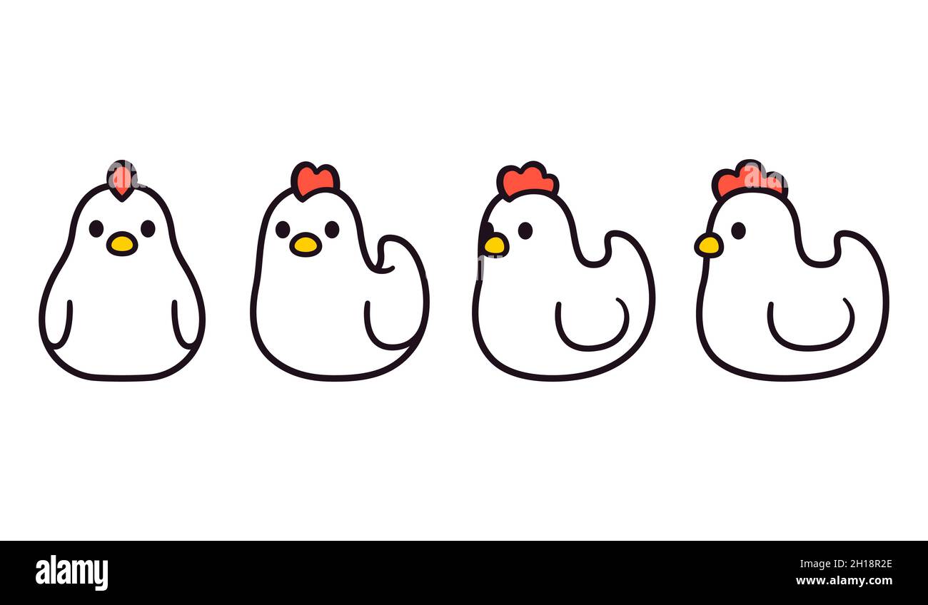 Cute cartoon white hen set. Front view, side view. Video game chicken  sprite, turnaround animation. Simple kawaii style vector clip art  illustration Stock Vector Image & Art - Alamy