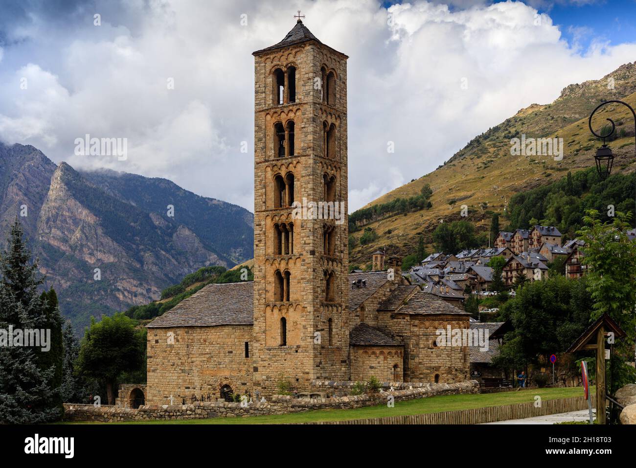 The romanesque church Sant Climent de Taull in the Boi Valley is a UNESCO World Heritage Site. Catalonia. Spain. Stock Photo