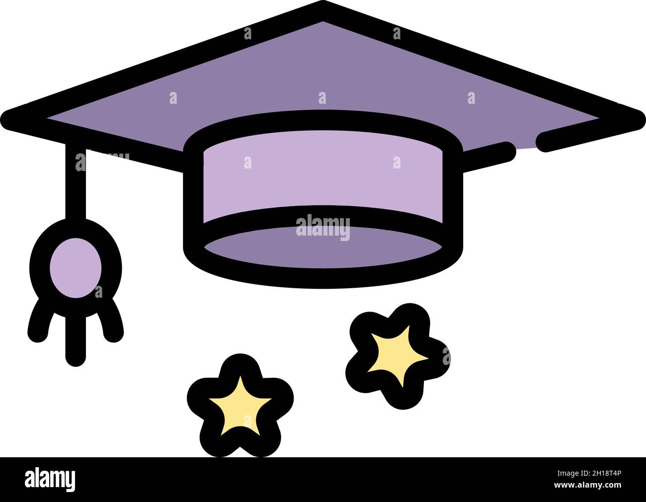 Graduated hat icon. Outline graduated hat vector icon color flat ...