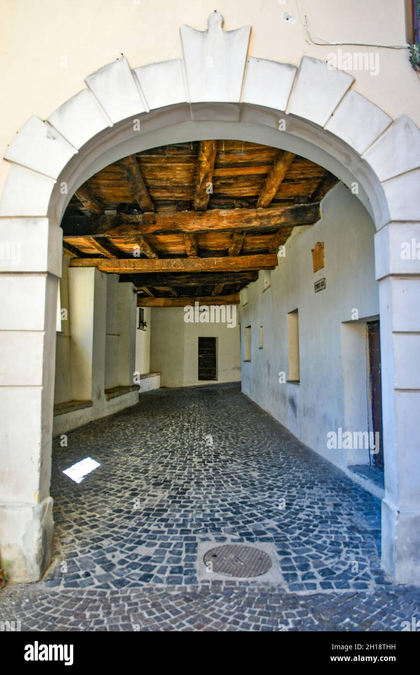 Entrance in Villa Santo Stefano, a medieval town of Lazio region, Italy. Stock Photo