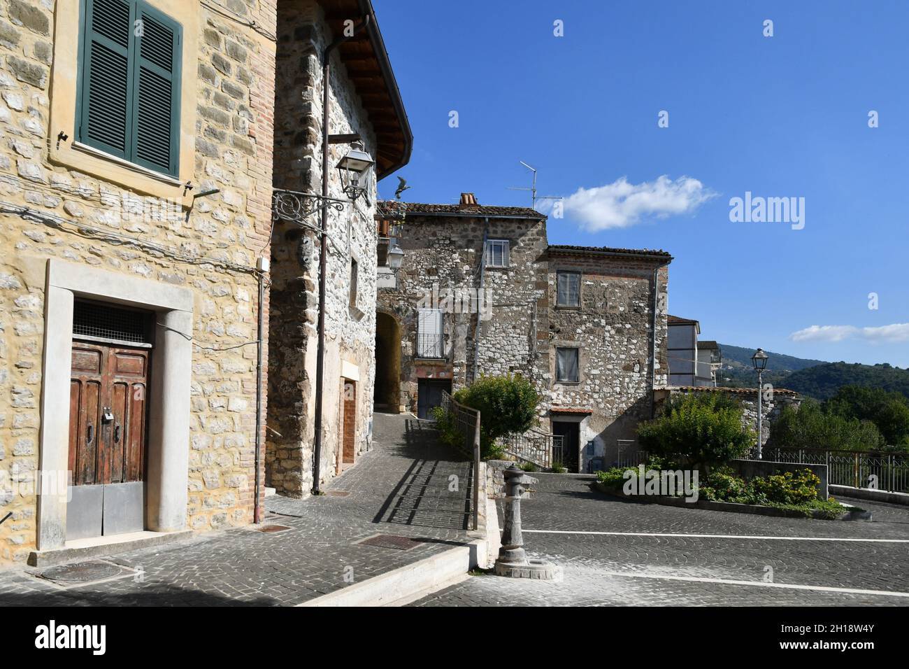 A street of Villa Santo Stefano, a medieval town of Lazio region, Italy. Stock Photo