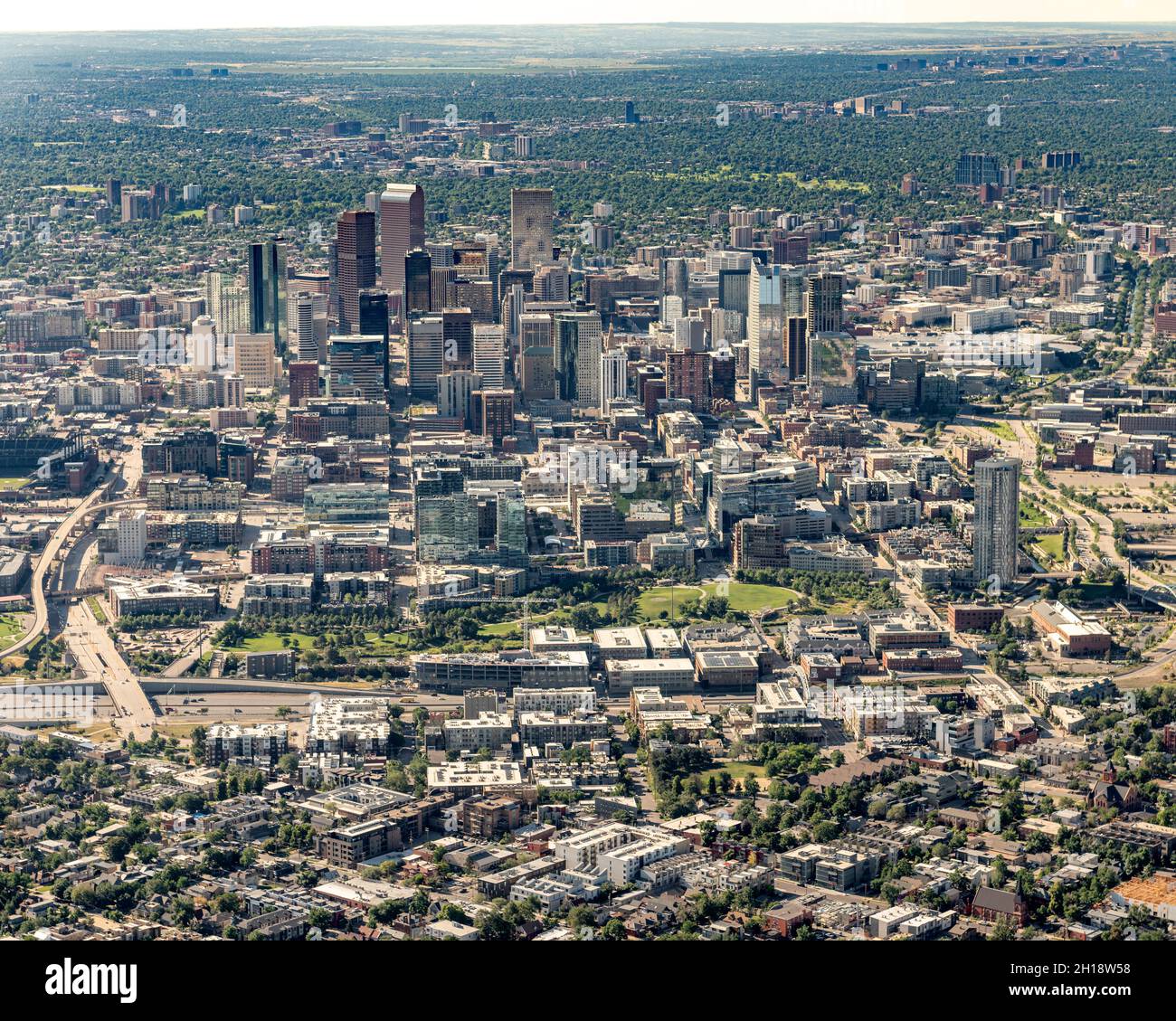 Aerial view of the city of Denver Colorado Stock Photo Alamy