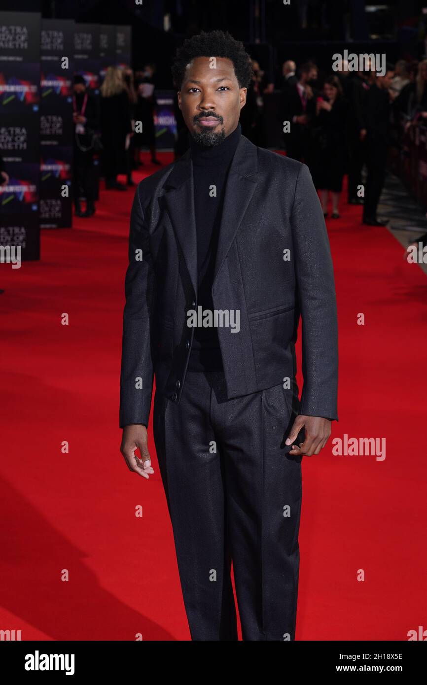 Corey Hawkins arrives for the European premiere of 'The Tragedy of Macbeth', at the Royal Festival Hall in London during the BFI London Film Festival. Issue date: Sunday October 17, 2021. Stock Photo
