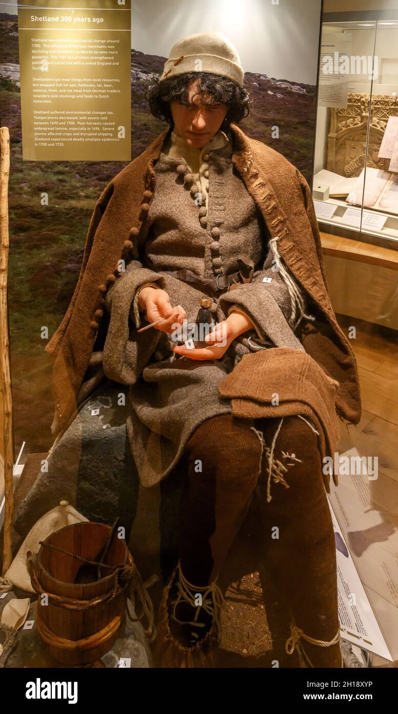 The Gunnister Man, a reconstruction of a 300 year old body found on Shetland in 1951, Shetland Museum, Lerwick, Mainland, Shetland, Scotland, UK Stock Photo