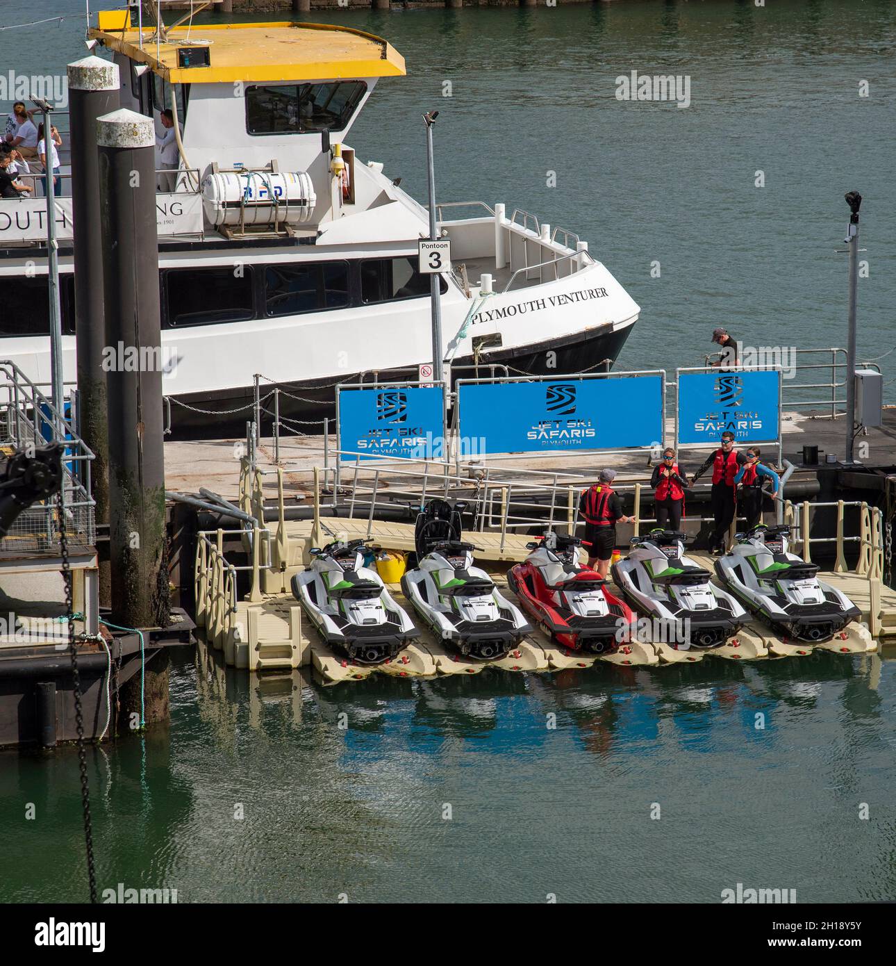 Plymouth, Devon, England, UK. 2021. Powerful jet skis for training and