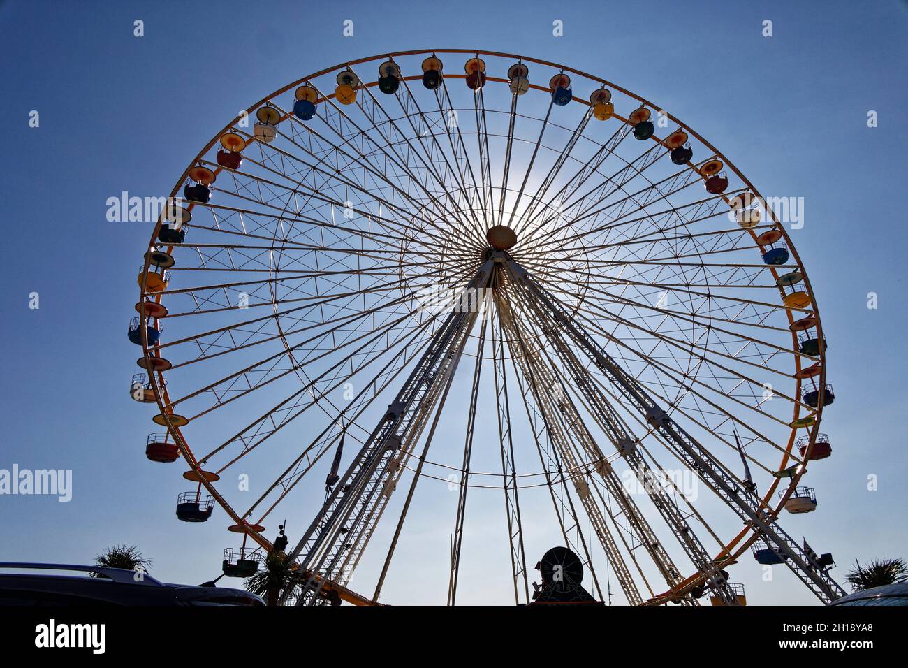 Le Barcares, France. 31th Aug, 2021. Ferris wheel at the port of Le Barcarès on August 31, 2021. Stock Photo