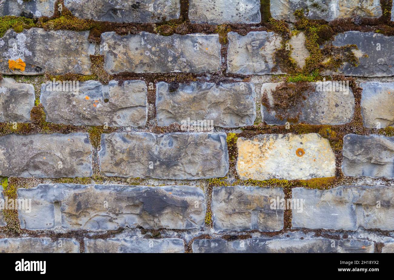 Full frame closeup shot of a stone wall Stock Photo