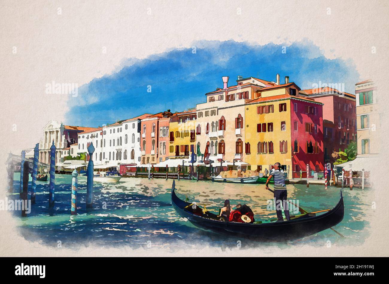 Painting Venice in watercolour pencils