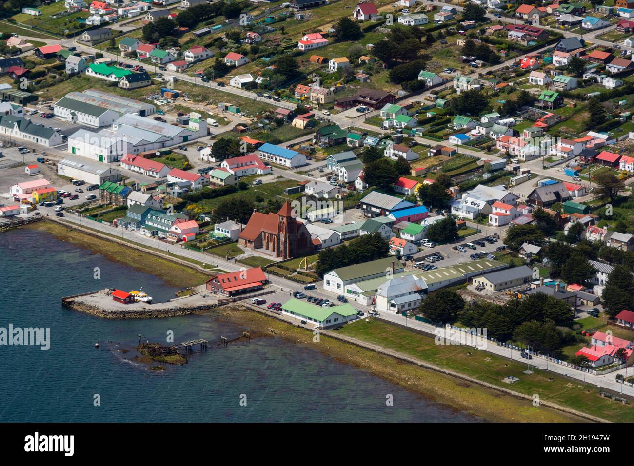 Aerial view of Stanley in the Falkland Islands. Stanley, Falkland