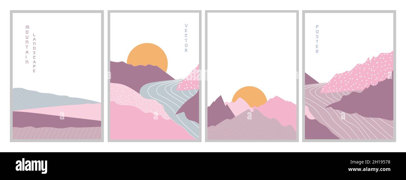 Abstract mountain landscape posters. Vector illustration. Posters Stock ...