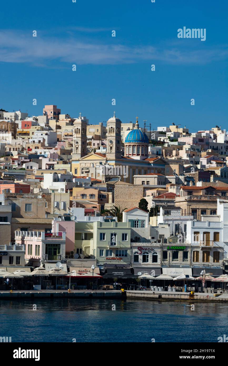 A view of Ermoupoli the capital of the South Aegean region Ermoupoli