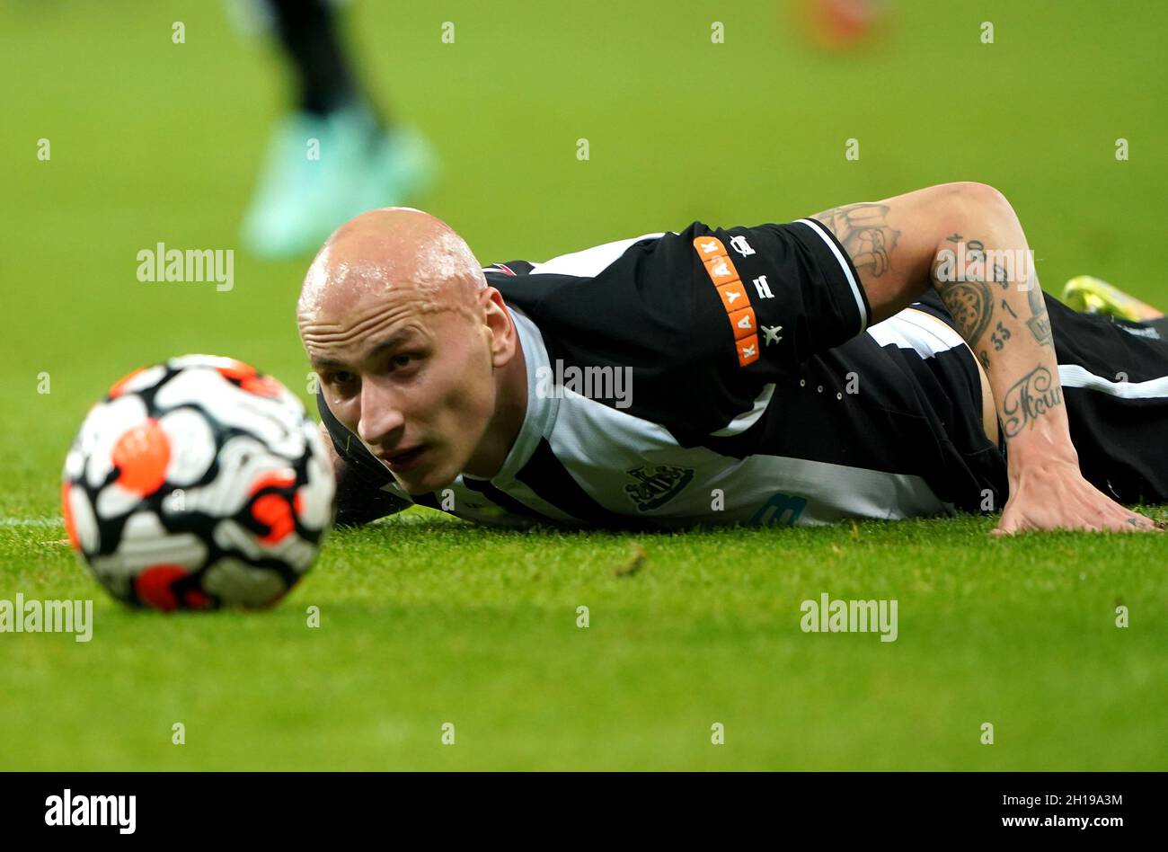 Newcastle United's Jonjo Shelvey after a foul on Hotspur's Sergio Reguilon which received a second yellow card and red card during the Premier match at James' Park, Newcastle.
