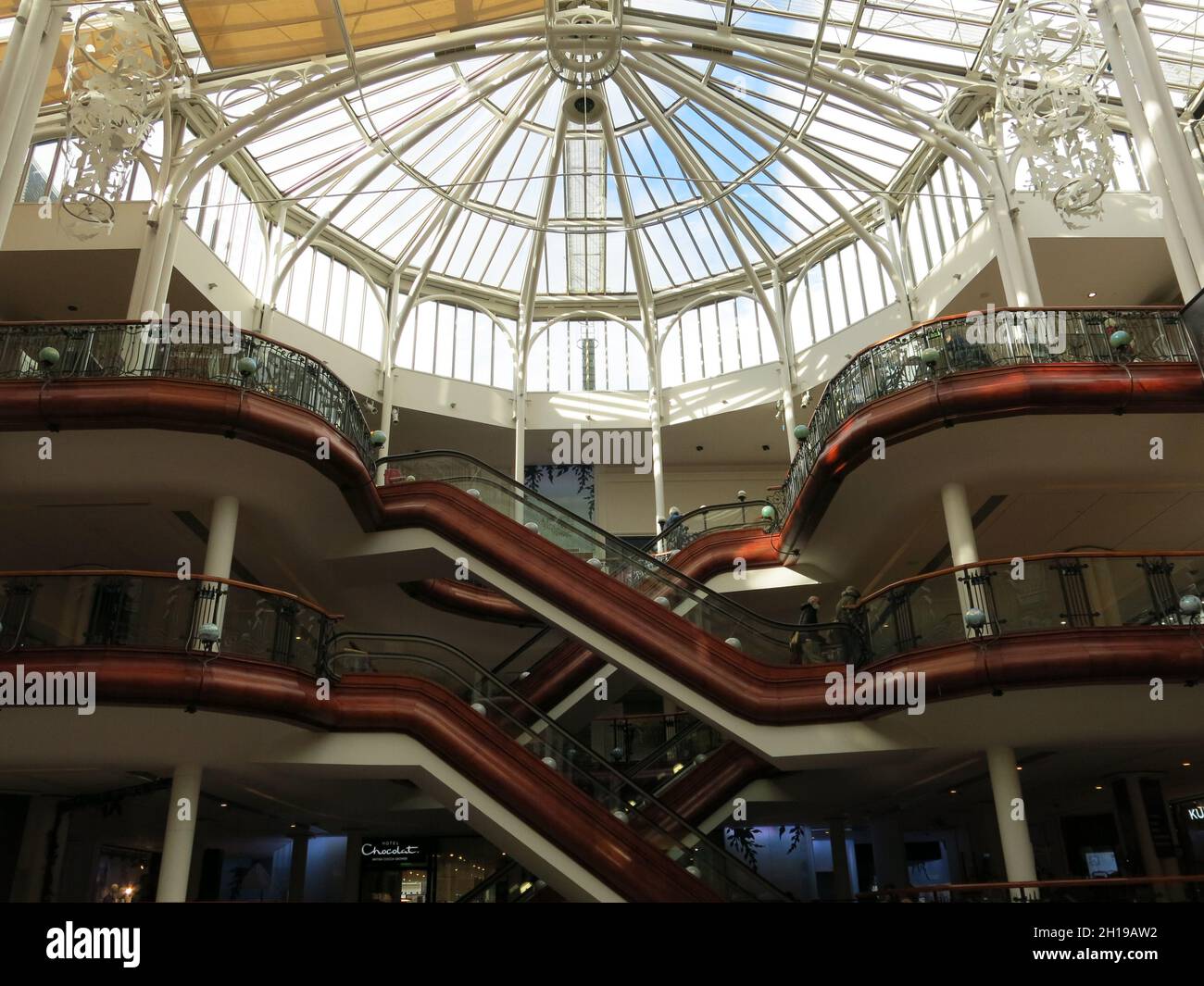 Winner of many design awards, Princes Square is an up-market shopping centre in central Glasgow with many architectural features and grand staircases. Stock Photo