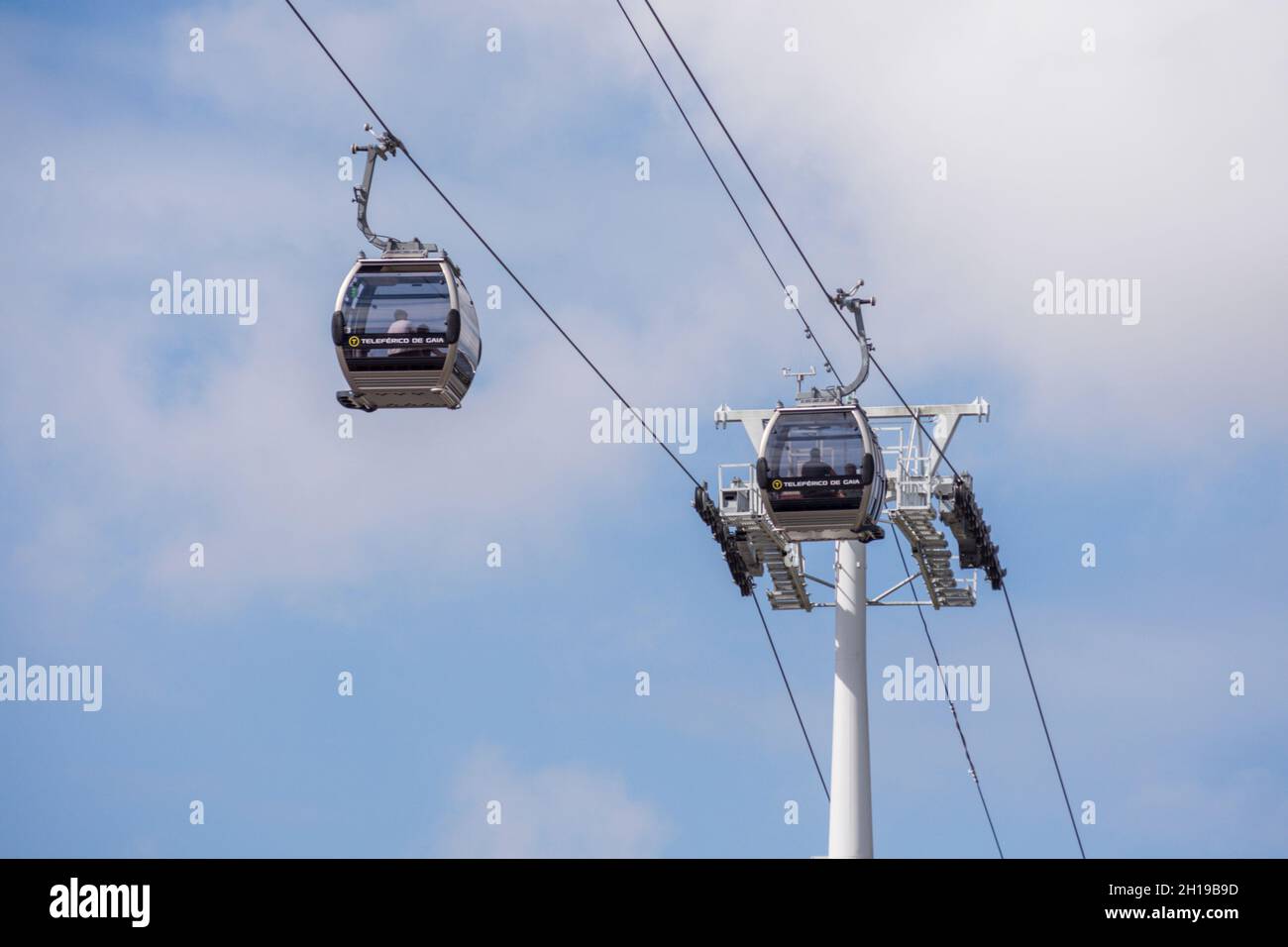 Cable cars in Vila Nova de Gaia district of Porto. Portugal. Stock Photo