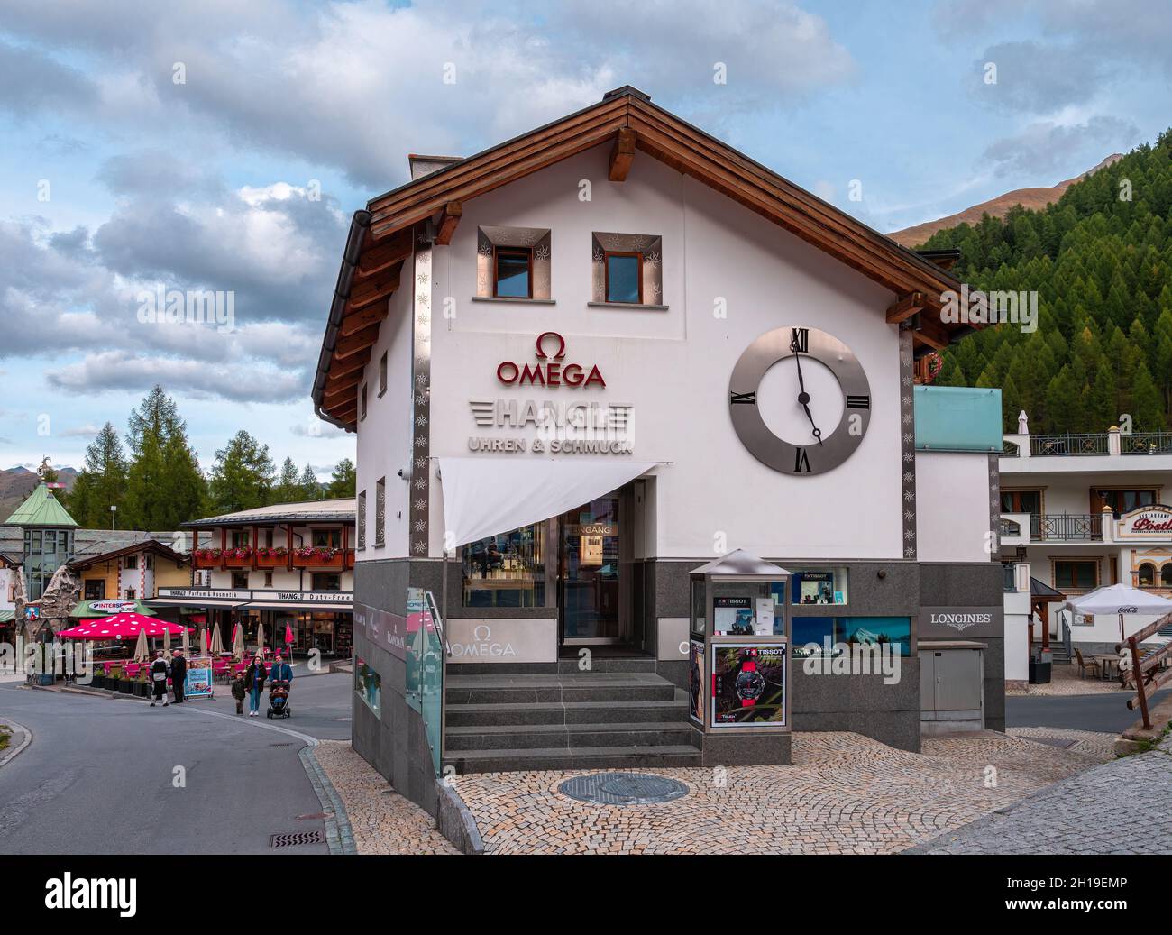 Samnaun, Switzerland - September 28, 2021: Hangl shop for Omega watches in  Samnaun, a high alpine village and a valley in Engadin, Switzerland. Know a  Stock Photo - Alamy